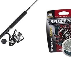 PENN 7’ Pursuit IV 2-Piece Fishing Rod and Reel Inshore Spinning Combos, 7’, Durable and Lightweight & SpiderWire Stealth® Superline, Moss Green, 30lb | 13.6kg, 125yd | 114m Braided Fishing Line